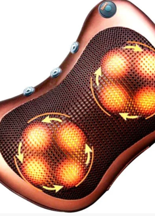 Масажна подушка massage pillow 8 масажних ролика інфрачервоний роликовий масажер для шиї та спини1 фото