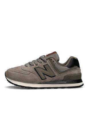 Стильные женские кроссовки new balance 574 khaki premium хаки1 фото