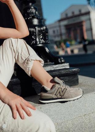 Стильные женские кроссовки new balance 574 khaki premium хаки6 фото