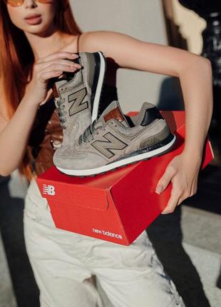 Стильные женские кроссовки new balance 574 khaki premium хаки2 фото