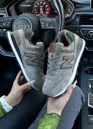 Стильные женские кроссовки new balance 574 khaki premium хаки8 фото