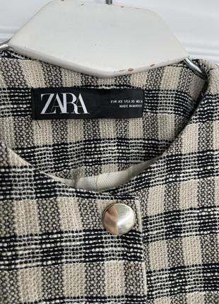 Zara твидовый жакет пиджак в клетку4 фото