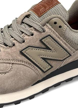 Стильные женские кроссовки new balance 574 khaki premium хаки7 фото