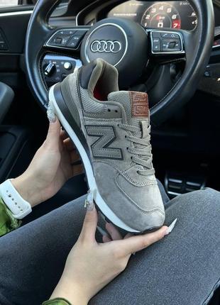 Стильные женские кроссовки new balance 574 khaki premium хаки10 фото