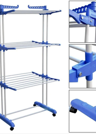 Багатоярусна сушарка для білизни, речей, одягу garment rack with wheels складна6 фото