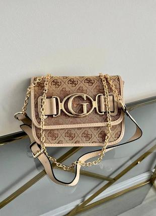 Женская сумка сумочка guess aileen 4g logo beige