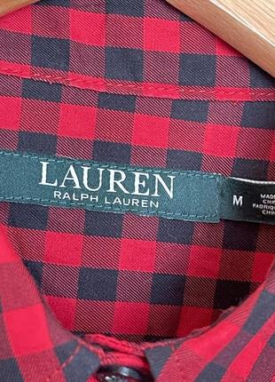 Красно-черная хлопковая рубашка в клетку lauren ralph lauren. m9 фото