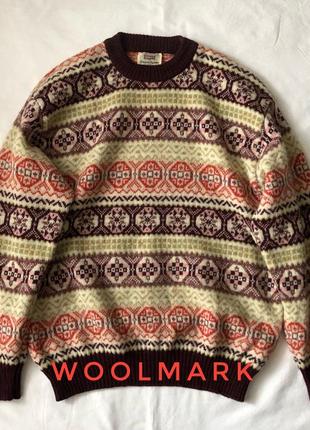 Итальянский винтажный свитер sisley. шерсть woolmark.