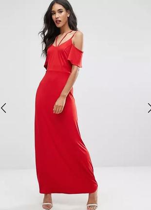 Длинное макси платье красное коктельное от asos