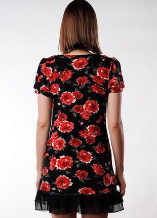 Мягкое теплое платье мини quiz с красными розами2 фото
