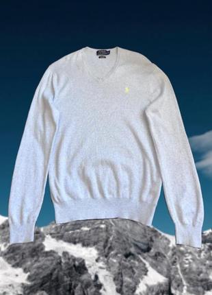 Хлопковый свитер пуловер polo ralph lauren оригинальный голубой