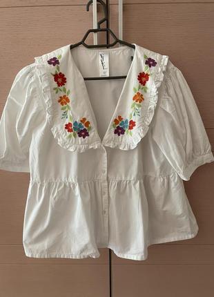 Белоснежная блуза с вышивкой4 фото