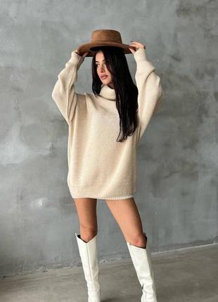 Туника свитер oversize с удлиненным горлышком в самых актуальных цветах10 фото