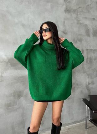 Туника свитер oversize с удлиненным горлышком в самых актуальных цветах