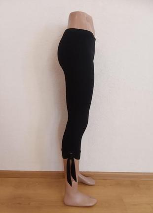 Чорні жіночі легінси з зав'язками знизу по боках з бавовняної тканини, розмір xxs2 фото