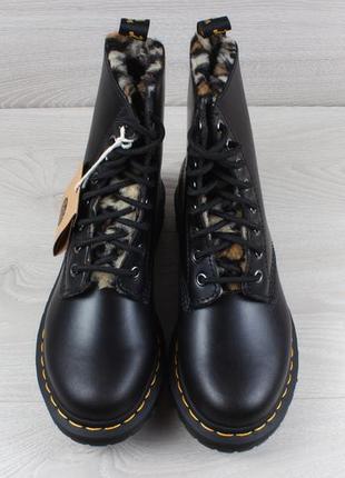 Зимові шкіряні жіночі черевики з хутром dr. martens 1460 serena оригінал2 фото