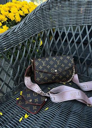 Жіноча сумка сумочка louis vuitton felicie monogram brown/pink