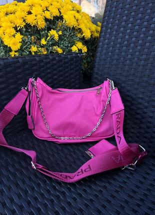 Жіноча сумка сумочка prada re-edition neon pink6 фото