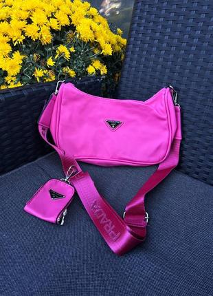 Жіноча сумка сумочка prada re-edition neon pink8 фото