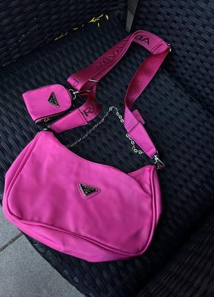 Жіноча сумка сумочка prada re-edition neon pink7 фото