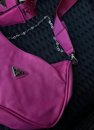 Жіноча сумка сумочка prada re-edition neon pink10 фото