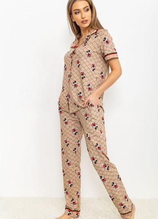 Пижама женская с принтом, цвет бежевый, 219rp-2412 фото