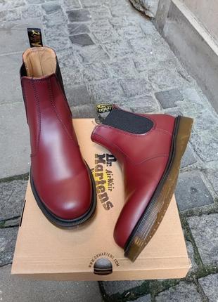 Ботинки челси dr. martens 2976 burgundy бордо chelsea bordo оригинал original мартенсы кожа вишнёвые