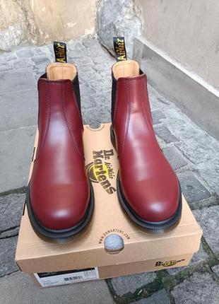 Ботинки челси dr. martens 2976 burgundy бордо chelsea bordo оригинал original мартенсы кожа вишнёвые2 фото