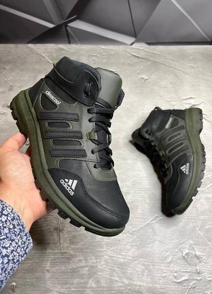 Мужские зимние кожаные ботинки/кроссовки adidas на меху1 фото