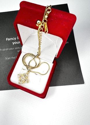 Подвес с цепочкой гипоаллергенный сплав с покрытием золота в бриллиантовой огранке2 фото