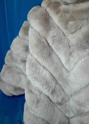 Шуба натуральне хутро бомбер куртка зимняя на замке из натуральной шиншиллы поперечка4 фото
