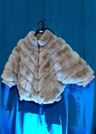 Шуба натуральне хутро бомбер куртка зимняя на замке из натуральной шиншиллы поперечка3 фото