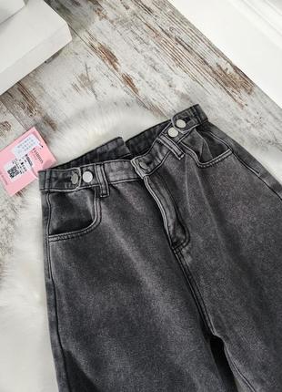 Жіночі зимові сірі прямі теплі джинси утеплені на хутрі, флісі3 фото