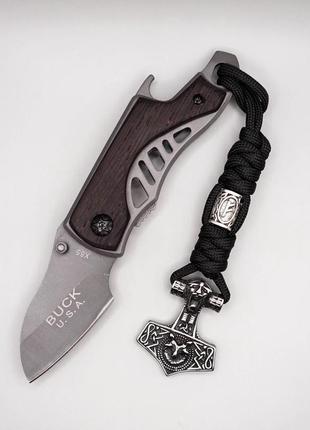Темляк из паракорда snake knot cо скандинавской бусиной и молотом тора, цвет изделия под заказ