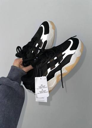 Женские кроссовки черные с бежевым в стиле adidas niteball 2.0 black / gum premium