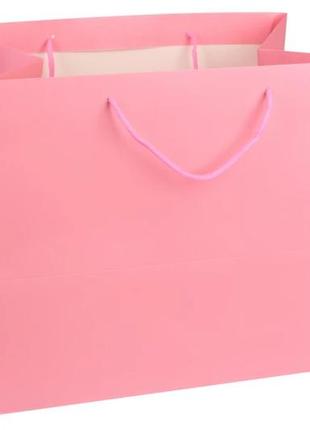 Пакет картонный горизонтальный нежно-розовый 31*37*26см 210г/м² (упаковка 12 шт)