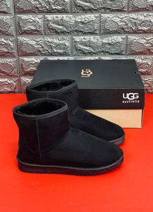 Женские угги ugg australia чёрные низкие угги зимние на меху