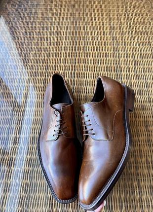 Кожаные туфли hugo boss italy оригинальные коричневые