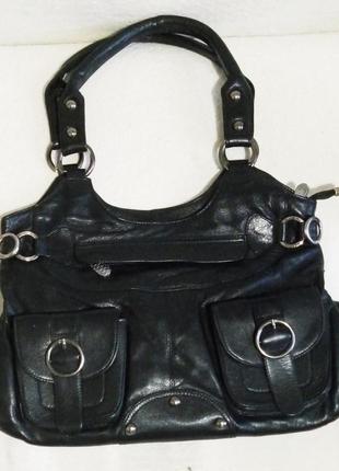 Сумка шкіряна чорна 37x27x10