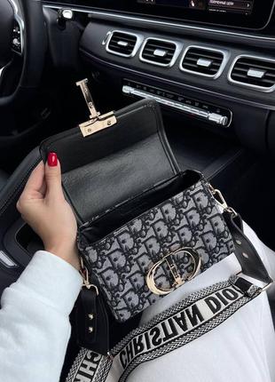 Сумка в стилі christian dior 30 montaigne bag grey textile7 фото