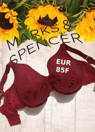 🌹🌹marks & spencer eur 85f бюстгальтер большая чашка поролон косточка вишня в принт 🌹🌹1 фото