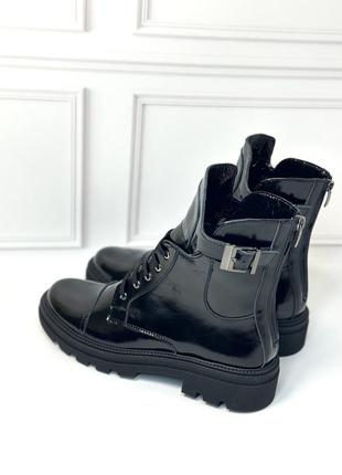 Женские ботинки черного цвета кожаные лаковые демисезонные в наличии 42р под заказ 36-43р3 фото