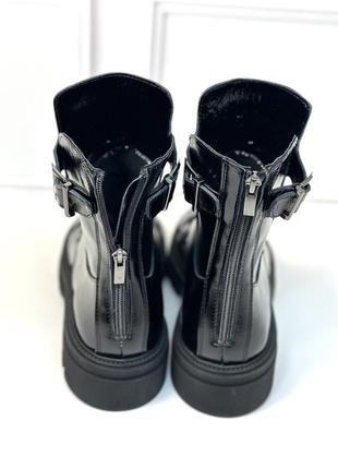 Женские ботинки черного цвета кожаные лаковые демисезонные в наличии 42р под заказ 36-43р6 фото