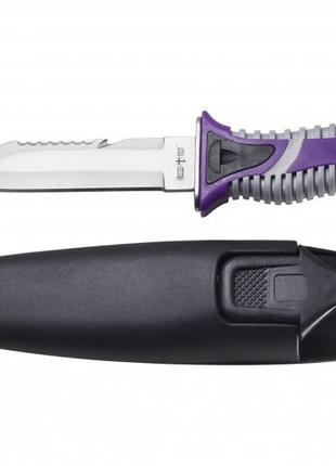 Нож для дайвинга жак ив кусто, со стропорезом и пластиковым чехлом с ремнями для крепления на тело