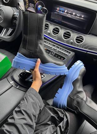 Женские ботинки bottega veneta black/blue