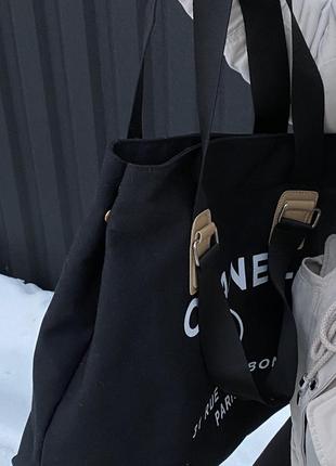 Женская сумка шопер chanel черная5 фото