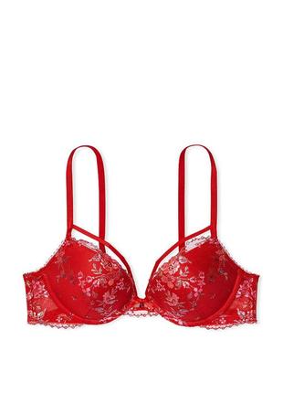 Бюстгальтер push up 36b victoria's secret кружевной красный ремешками very sexy виктория сикрет6 фото