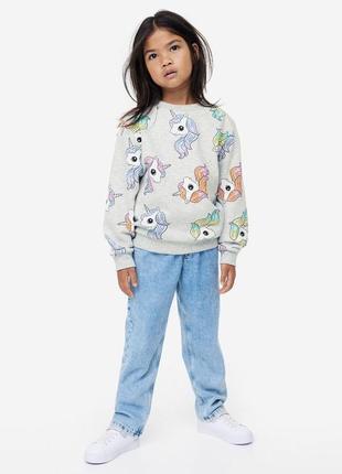 Свитшот кофта для девочки с флис начесом h&m единорог