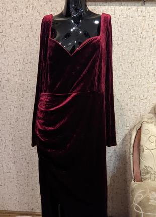 Шикарное бархатное платье в пол 50 размер6 фото
