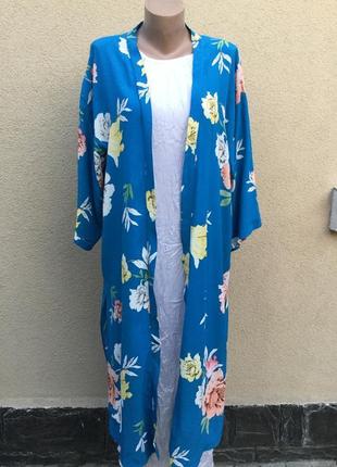 Летний,пляжный,штапельный кардиган-кимоно,разлетайка,удлинён жакет,пиджак,большой размер1 фото
